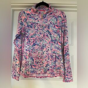 Lilly Pulitzer Luxletic Pink and Blue Paisley Print Jacket